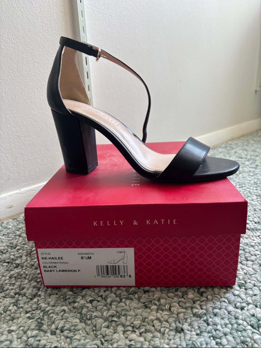 Kelly & Katie Black Ankle-Strap Block Heel Sandals